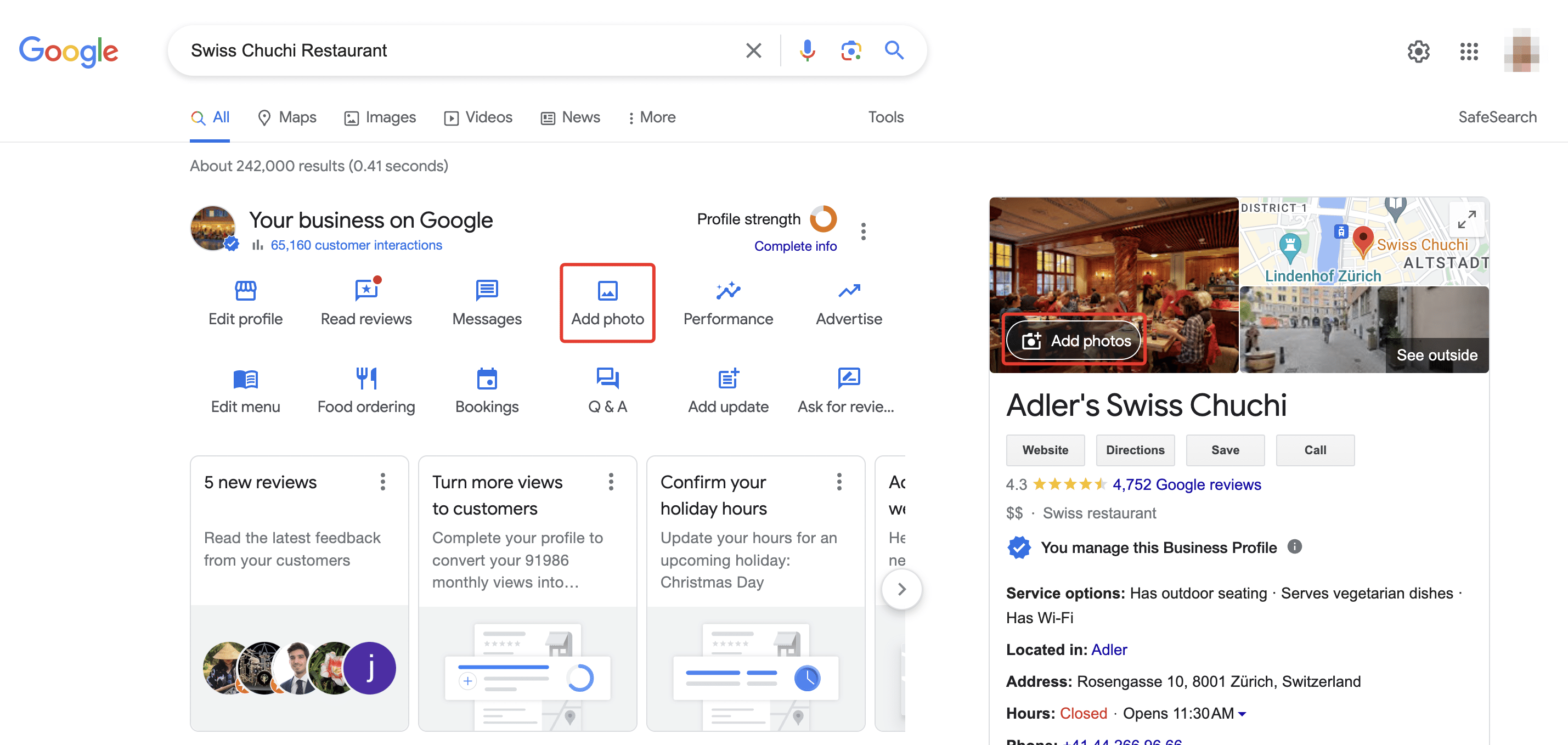 Add photos with Google Search or Google Maps